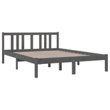 Bed Frame without Mattress Grey Solid Wood 135x190 cm
