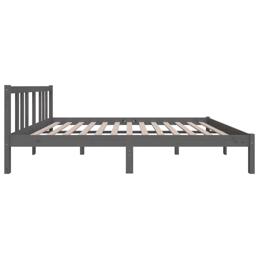 Bed Frame without Mattress Grey Solid Wood 135x190 cm Double