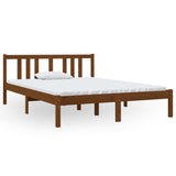 Bed Frame without Mattress Honey Brown Solid Wood 135x190 cm