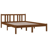 Bed Frame without Mattress Honey Brown Solid Wood 135x190 cm - Side View