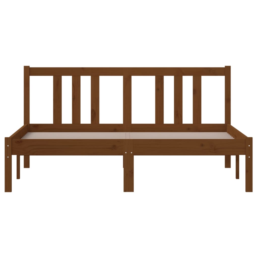Bed Frame without Mattress Honey Brown Solid Wood 135x190 cm