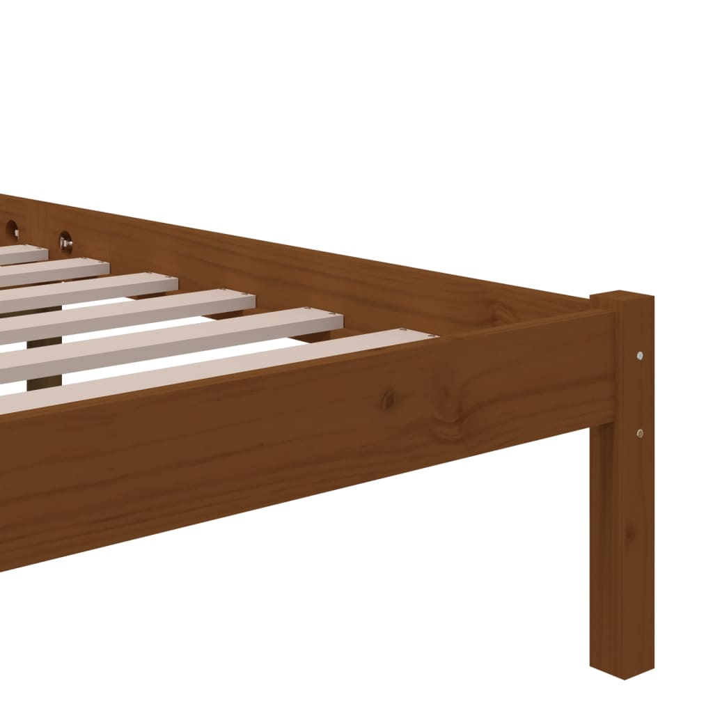 Bed Frame without Mattress Honey Brown Solid Wood 135x190 cm