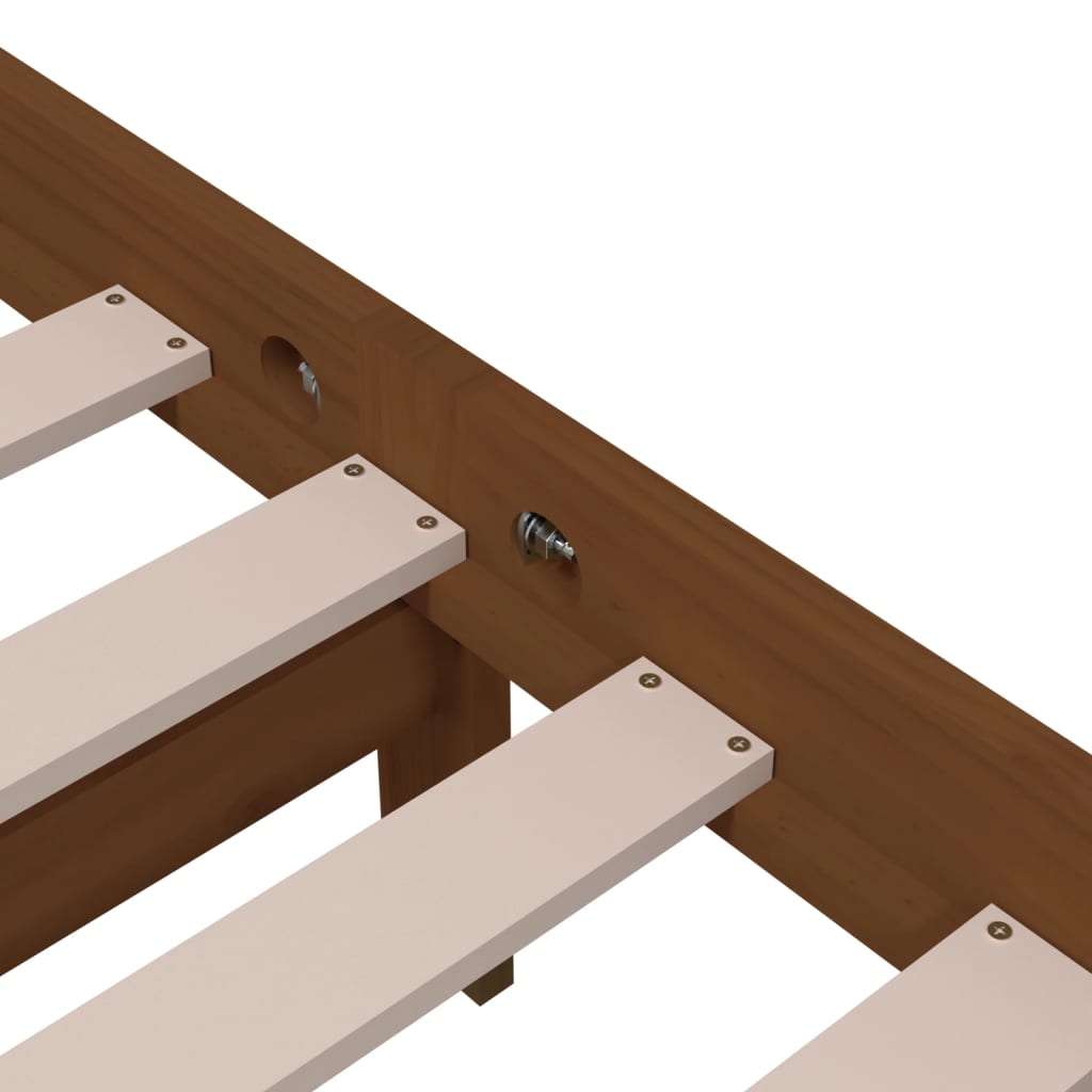 Bed Frame without Mattress Honey Brown Solid Wood 135x190 cm