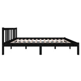Bed Frame without Mattress Black Solid Wood 135x190 cm