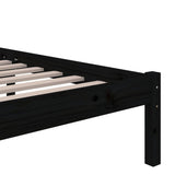 Bed Frame without Mattress Black Solid Wood 135x190 cm - Rear View