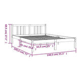 Bed Frame without Mattress Black Solid Wood 135x190 cm