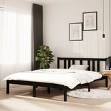 Bed Frame without Mattress Black Solid Wood 135x190 cm