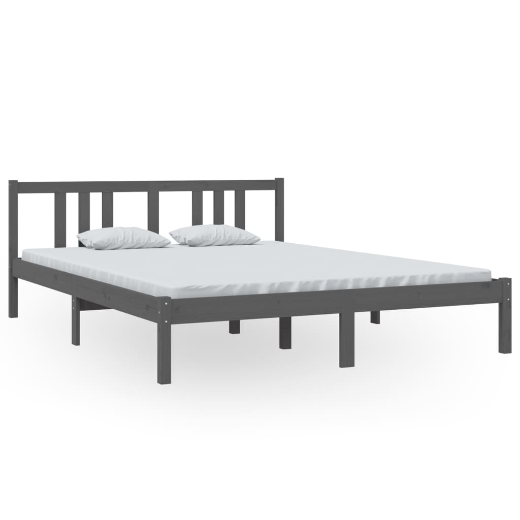 Bed Frame without Mattress Grey Solid Wood 150x200 cm