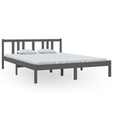 Bed Frame without Mattress Grey Solid Wood 150x200 cm