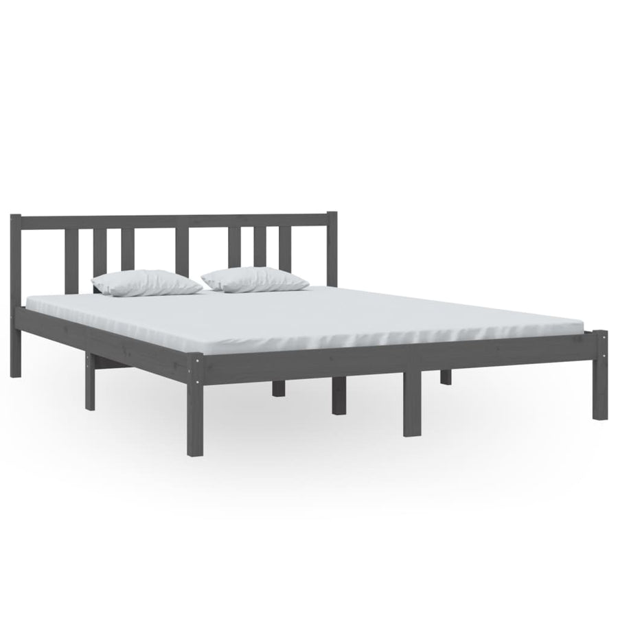 Bed Frame without Mattress Grey Solid Wood 150x200 cm King Size