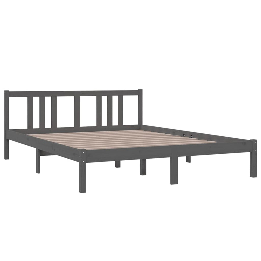 Bed Frame without Mattress Grey Solid Wood 150x200 cm King Size