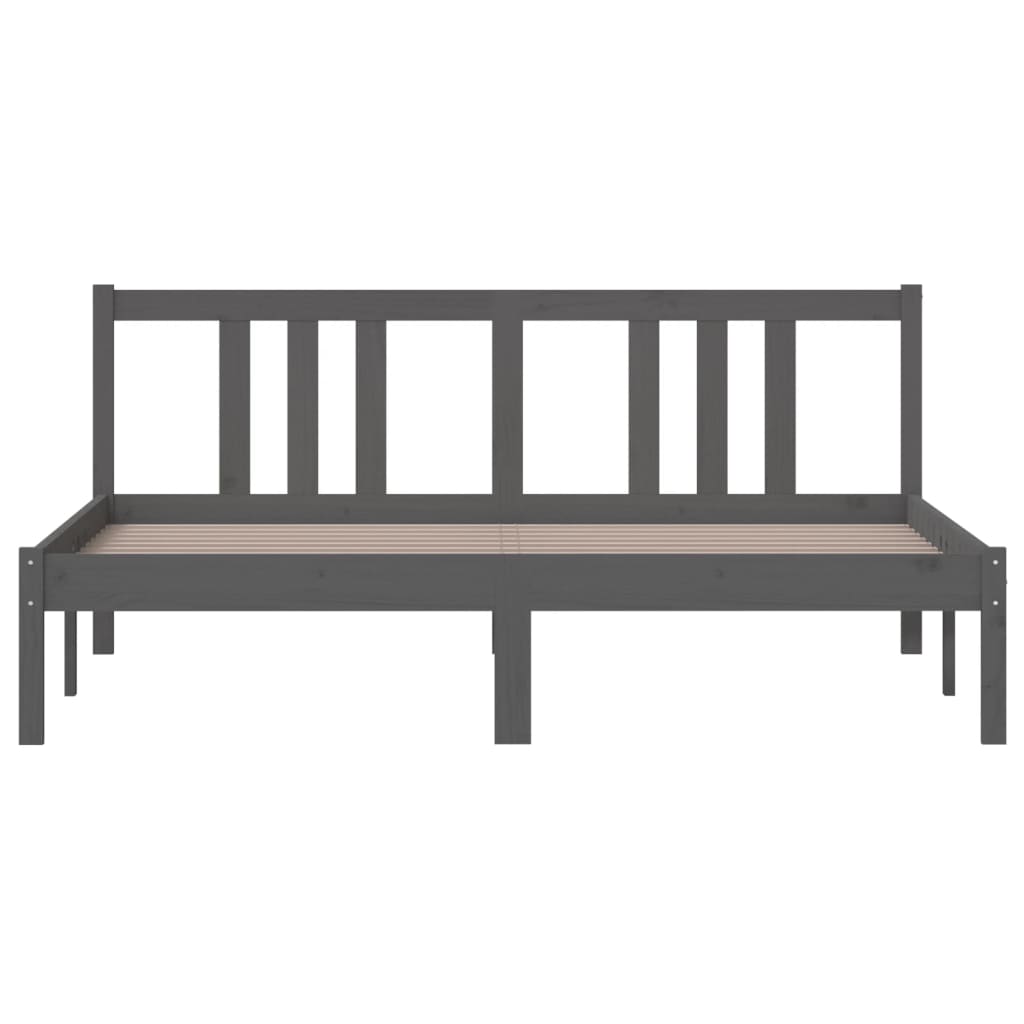 Bed Frame without Mattress Grey Solid Wood 150x200 cm