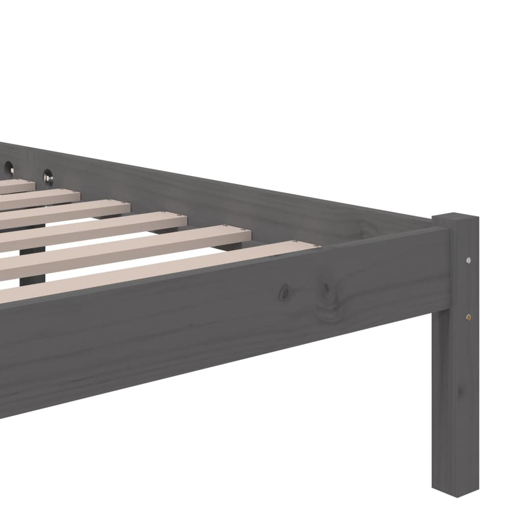 Bed Frame without Mattress Grey Solid Wood 150x200 cm