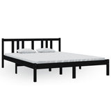 Bed Frame without Mattress Black Solid Wood 150x200 cm