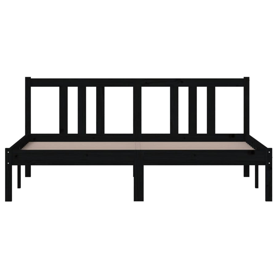 Bed Frame without Mattress Black Solid Wood 150x200cm King Size