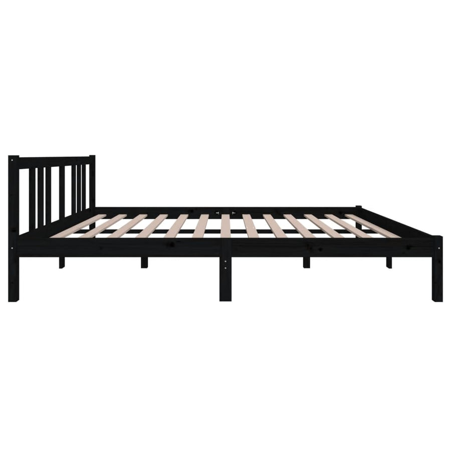 Bed Frame without Mattress Black Solid Wood 150x200cm King Size