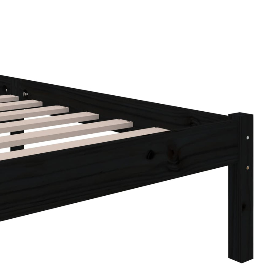 Bed Frame without Mattress Black Solid Wood 150x200cm King Size
