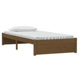 Bed Frame without Mattress Honey Brown Solid Wood 90x190 cm - Side View