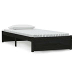 Bed Frame without Mattress Black Solid Wood 90x190 cm Single