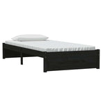 Bed Frame without Mattress Black Solid Wood 90x190 cm Single
