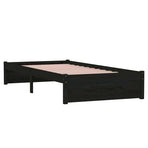 Bed Frame without Mattress Black Solid Wood 90x190 cm Single