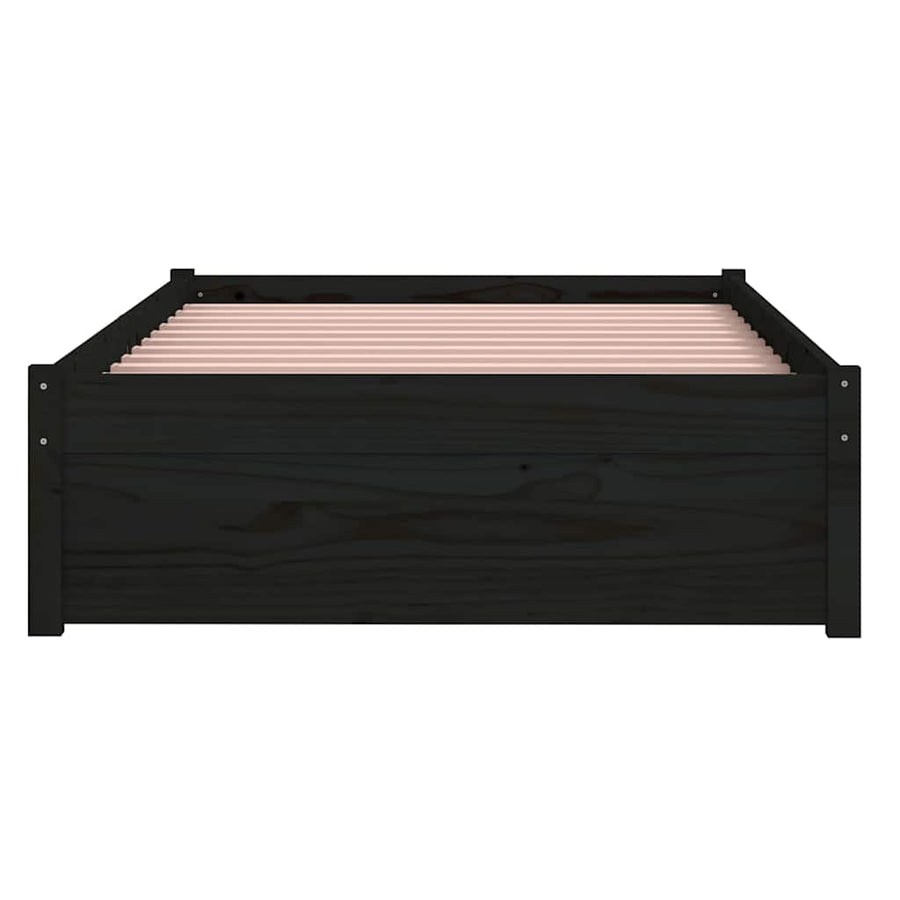 Bed Frame without Mattress Black Solid Wood 90x190 cm Single