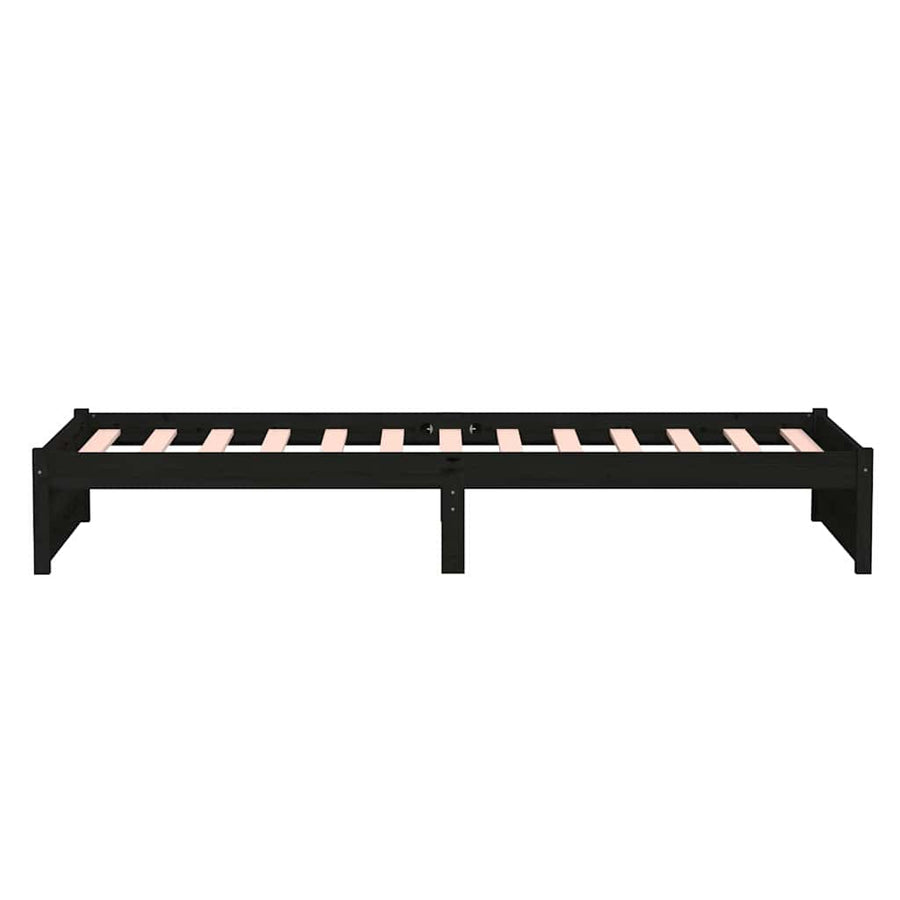 Bed Frame without Mattress Black Solid Wood 90x190 cm Single