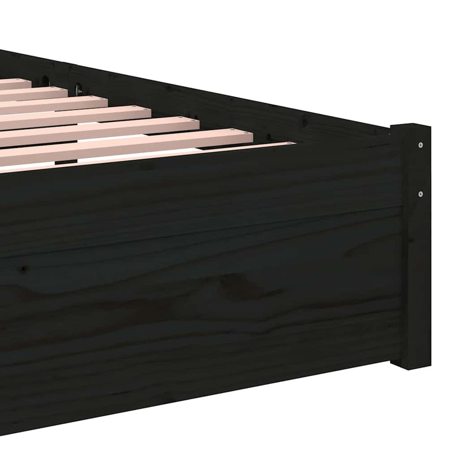Bed Frame without Mattress Black Solid Wood 90x190 cm Single