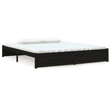 Bed Frame without Mattress Black Solid Wood 183x203 cm King
