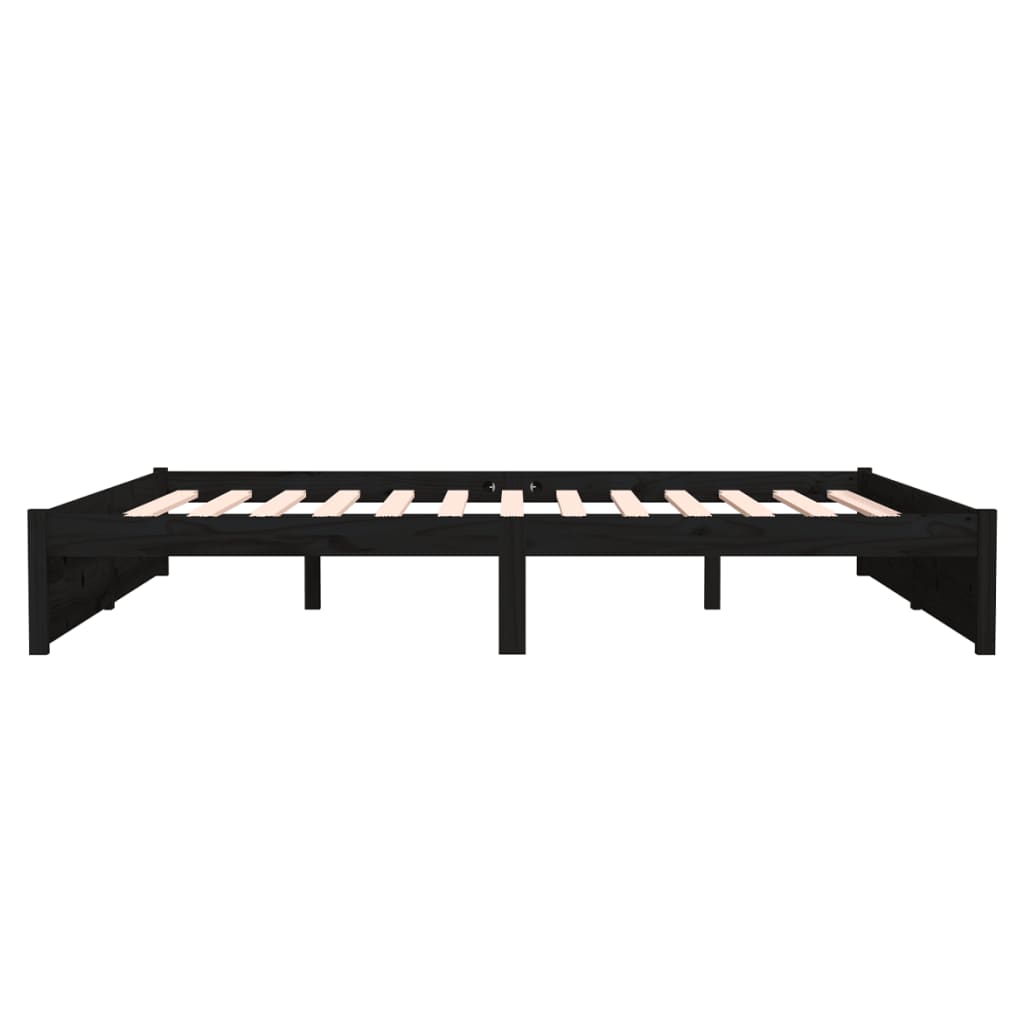 Bed Frame without Mattress Black Solid Wood 183x203 cm King