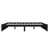 Bed Frame without Mattress Black Solid Wood 183x203 cm King