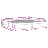 Bed Frame without Mattress Black Solid Wood 183x203 cm King - Extra Image