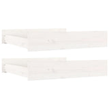 Bed Drawers 2 pcs White Solid Wood Pine - Front View