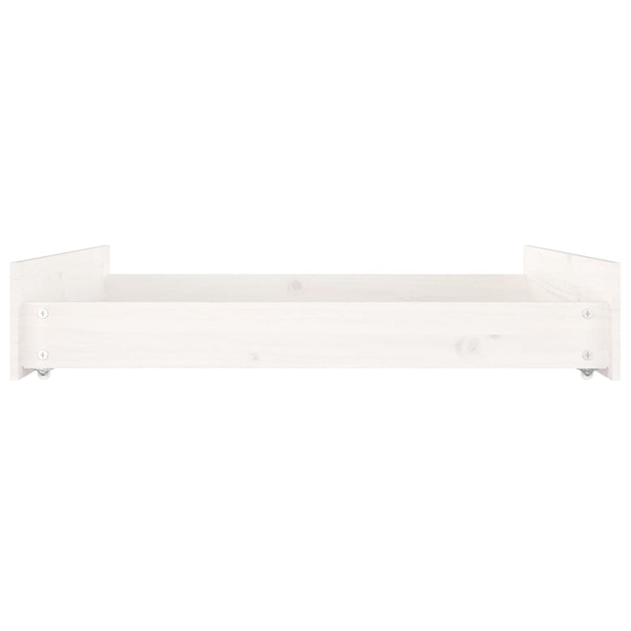 Bed Drawers 2 pcs White Solid Wood Pine