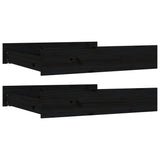 Bed Drawers 2 pcs Black Solid Wood Pine - Front View
