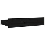 Bed Drawers 4 pcs Black Solid Wood Pine - Side View
