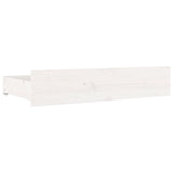 Bed Drawers 4 pcs White Solid Wood Pine - Side View