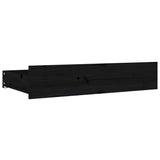 Bed Drawers 4 pcs Black Solid Wood Pine - Side View
