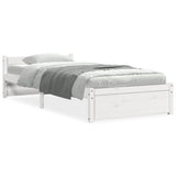 Bed Frame without Mattress White Solid Wood 90x190 cm - Front View