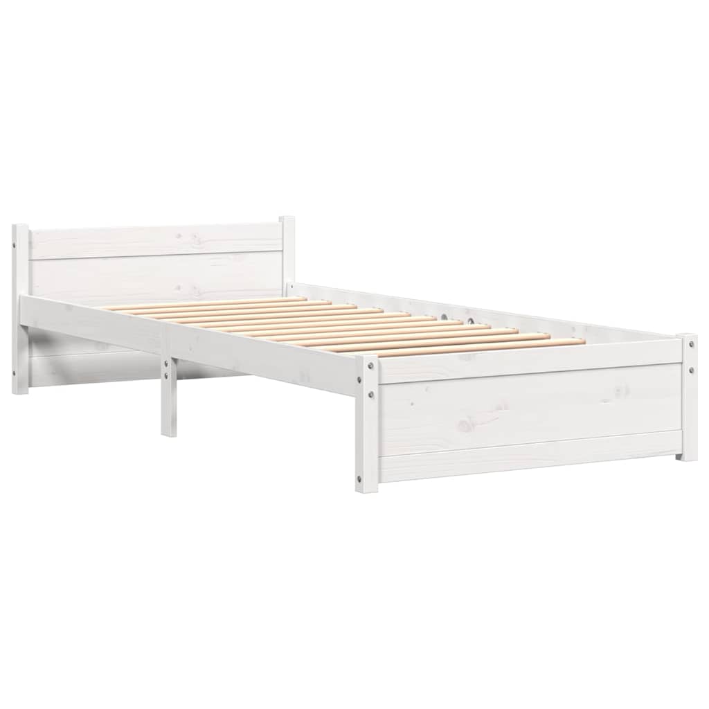 Bed Frame without Mattress White Solid Wood 90x190 cm