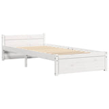 Bed Frame without Mattress White Solid Wood 90x190 cm - Side View