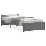 Bed Frame without Mattress Grey Solid Wood 90x190 cm