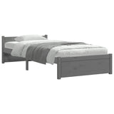 Bed Frame without Mattress Grey Solid Wood 90x190 cm - Close-Up Angle