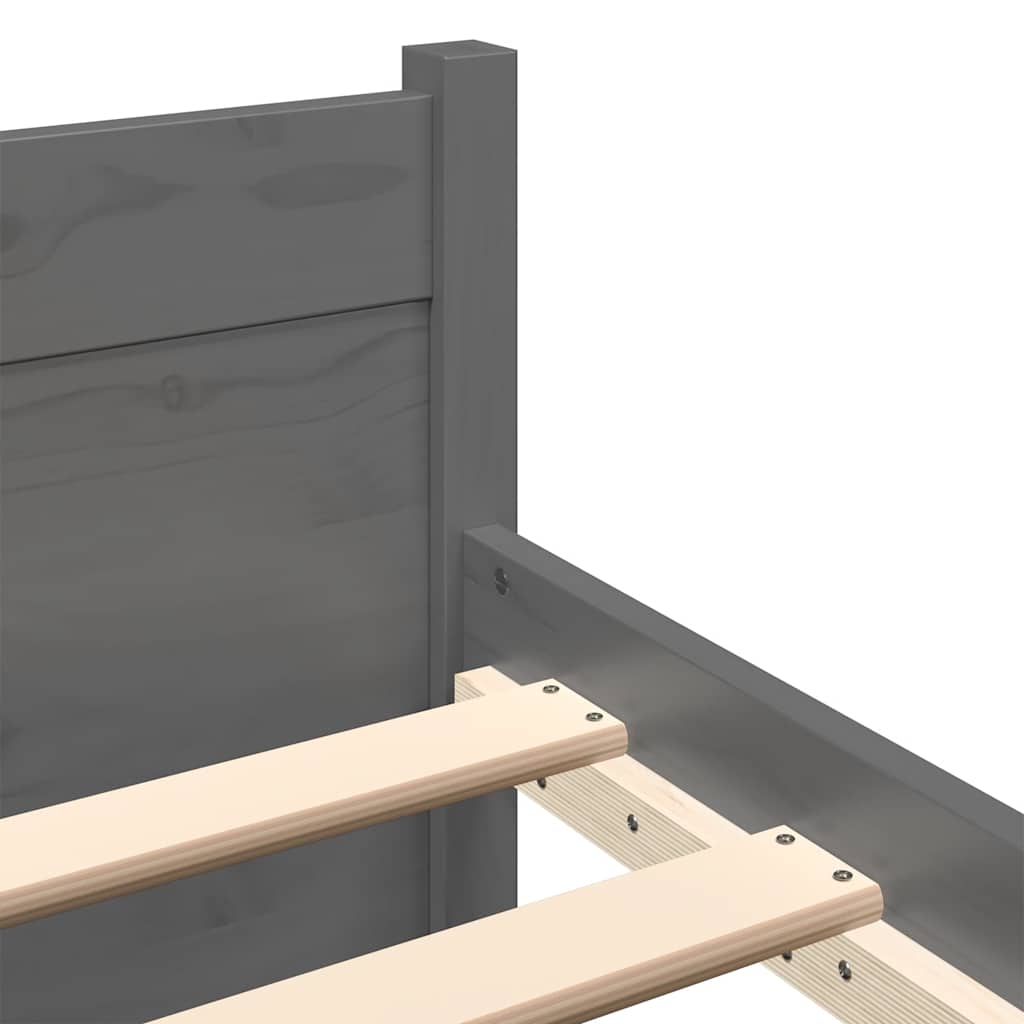 Bed Frame without Mattress Grey Solid Wood 90x190 cm