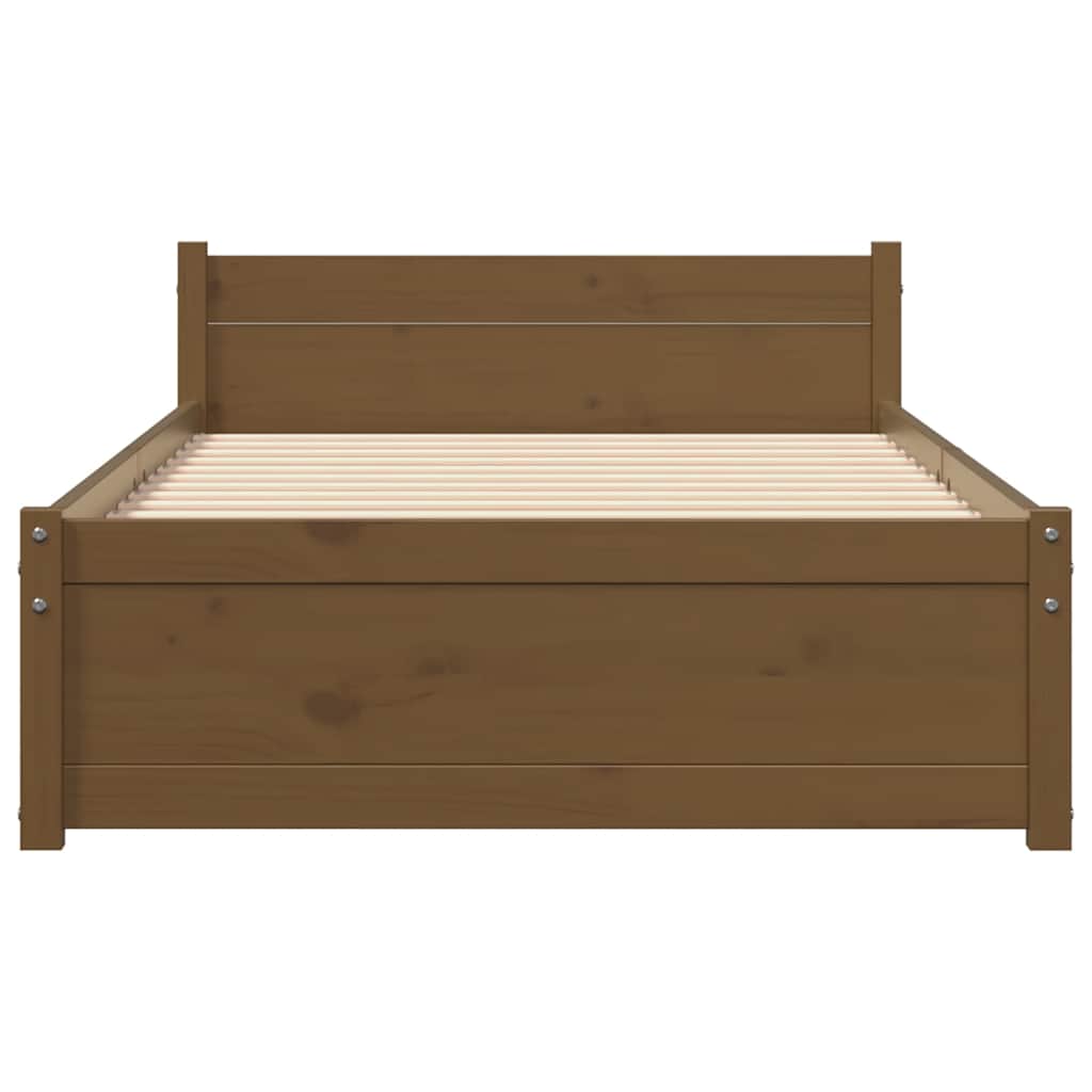 Bed Frame without Mattress Honey Brown Solid Wood 90x190 cm