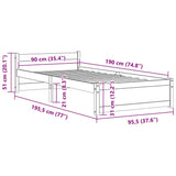 Bed Frame without Mattress Honey Brown Solid Wood 90x190 cm