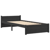 Bed Frame without Mattress Black Solid Wood 90x190 cm - Side View