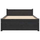 Bed Frame without Mattress Black Solid Wood 90x190 cm