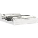 Bed Frame without Mattress White Solid Wood 135x190 cm