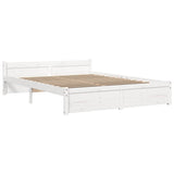 Bed Frame without Mattress White Solid Wood 135x190 cm - Side View